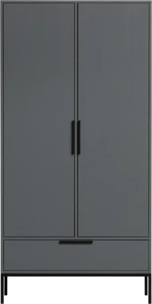 Adam, Highboard, Zweitürig, grau, H200x53x100 cm, Kiefernholz