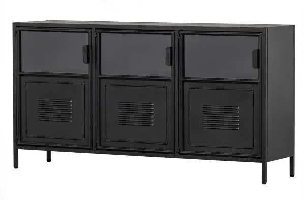 Ronja, Highboard, schwarz, H75,5x143x37 cm, Eisen