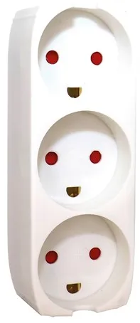 Gripo Steckdose mit 3 Ausgängen und Erdung, Weiß